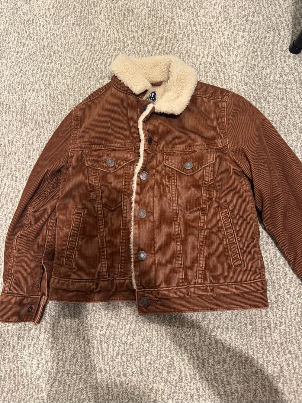 GAP Kids Boys Brown Corduroy Sherpa Lined Trucker Jacket Size S